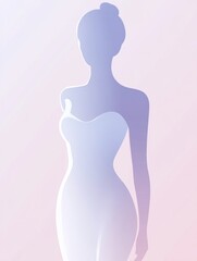 Aufkleber - Slim female silhouette highlighted at the waistline in a soft minimalist illustration. Generative AI