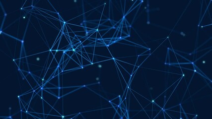Data technology and scientific illustration. Abstract motion background of connected dots and lines. 3d rendering. Seamless loop. 4K	