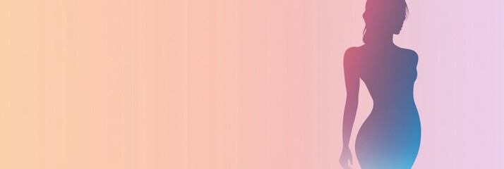 Leinwandbilder - Slim female silhouette with highlighted waistline on a soft gradient background enhancing minimalist art design. Generative AI