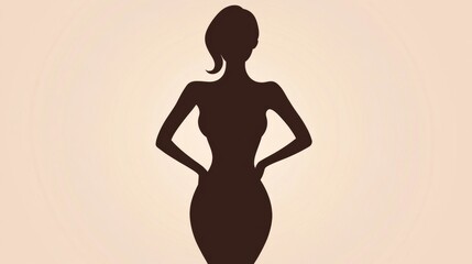 Poster - Slim female silhouette with highlighted waistline displayed against a minimalist background for aesthetic appeal. Generative AI