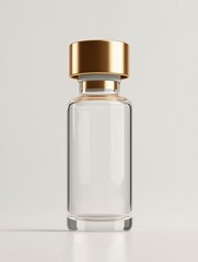 Aufkleber - Elegant glass perfume bottle with golden cap, minimalist design, suitable for showcasing fragrance collection or beauty products. Generative AI