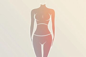 Poster - Minimalist illustration of a female silhouette emphasizing waistline design with soft colors and clean lines. Generative AI