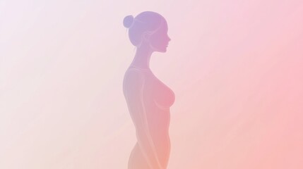 Poster - Minimalist illustration featuring a slim female silhouette with a pronounced waistline against a soft pastel background. Generative AI