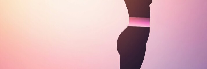 Poster - Minimalist silhouette of a slim female figure with highlighted waistline against a soft gradient background. Generative AI