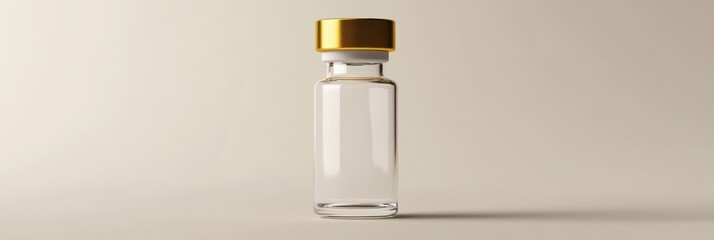 Leinwandbilder - Glass vial with a golden cap displayed on a neutral background in a minimalistic setting. Generative AI