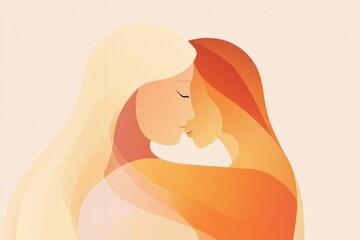 Poster - Two people embracing in a minimalist illustration capturing the warmth of human connection. Generative AI