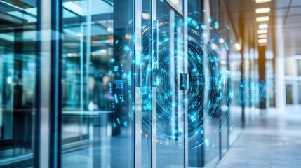 Wall Mural - Digital innovation at modern office entrance