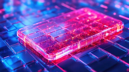 Futuristic tech glowing data chip
