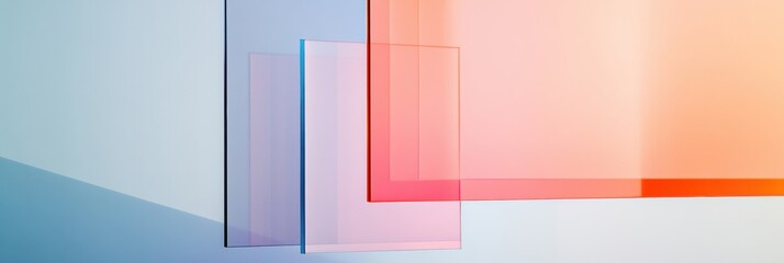 Leinwandbilder - Colorful translucent geometric shapes create a modern artistic composition in a bright setting at midday. Generative AI