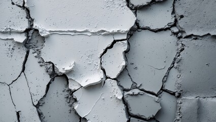 Aufkleber - Cracked gray concrete wall texture with rough grainy white paint overlay for urban abstract background design concepts.
