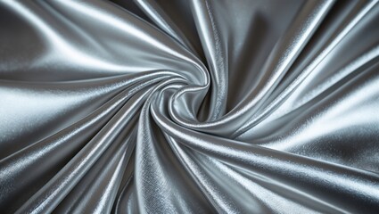 Aufkleber - Luxurious silver fabric with geometric folds showcasing a modern texture perfect for fashion interior design and creative project applications