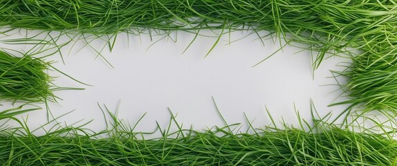 Poster - Lush Green Grass Framing Empty White Space Ideal For Text or Graphics In A Clean Minimalist Style Design