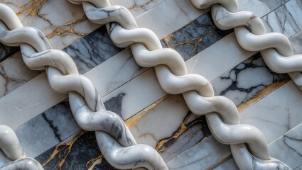 Wall Mural - Elegant marble patterns featuring intricate laces in harmonious tones of white and gray with golden veins for luxurious interior design.