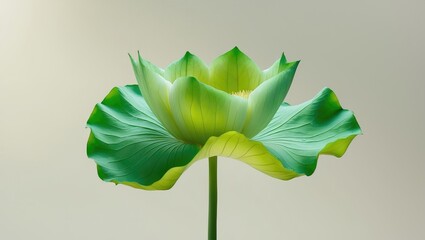 Poster - Elegant lotus flower with vibrant green petals isolated on a soft background highlighting natural beauty and tranquility.