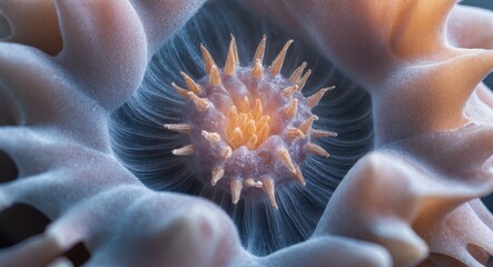 Canvas Print - Intricate Macro Image of Coral With Soft Textures and Vibrant Colors Featuring Copy Space for Design Elements