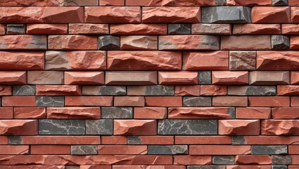 Aufkleber - Textured red stone wall cladding featuring terracotta sandstone and granite masonry in a horizontal layout showcasing unique patterns.