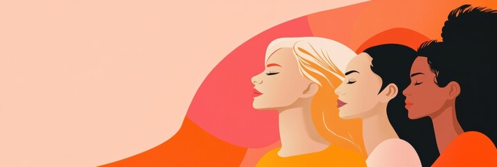 Poster - Creative representation of female empowerment highlights strength and unity on International Womens Day. Generative AI