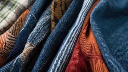 Poster - colorful fabric textures showcasing the softness of silk, durability of denim, and warmth of flannel