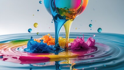 Aufkleber - Dynamic ink colors swirling in liquid with splashes and vibrant tentacles captured against a smooth background for an abstract artistic effect.