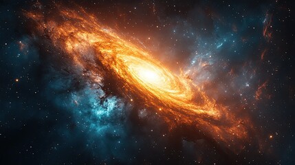 Wall Mural - A vibrant spiral galaxy is seen in the vastness of space