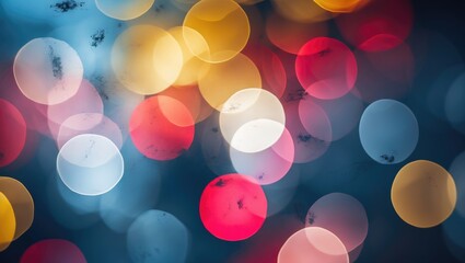 Wall Mural - colorful bokeh lights in circular shapes creating a dreamy abstract background with soft blue tones 