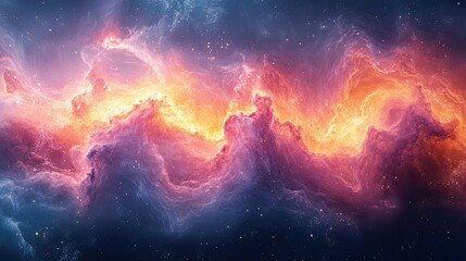 Wall Mural - A colorful nebula shows vibrant colors and many small stars
