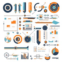 Flat Design Augmented Reality UI Elements on White Background