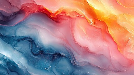 Wall Mural - colorful abstract fluid art displaying a combination of colors and textures