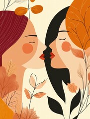 Aufkleber - Creative illustration celebrating International Womens Day with minimalist design highlighting female empowerment and unity. Generative AI