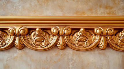 Wall Mural - Luxurious interior design with elegant gold wall molding texture