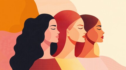 Poster - Creative illustration celebrating International Womens Day with a minimalist representation of female empowerment and unity. Generative AI