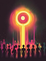 Poster - Celebrating empowerment and diversity on Womens Day with a radiant symbol illuminating strong women. Generative AI