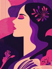 Poster - Bold campaign poster for International Womens Day featuring a stylized woman symbol illustrated in vibrant colors. Generative AI