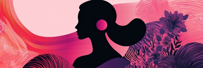 Poster - Bold International Womens Day campaign poster featuring modern artistic illustration of a woman symbol. Generative AI