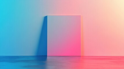 Leinwandbilder - Colorful minimalist square against a gradient background and glossy floor in an abstract artistic setting. Generative AI