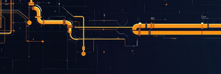 Leinwandbilder - Gas pipeline flow design in minimalistic infographic style showcasing energy transfer processes and infrastructure dynamics. Generative AI