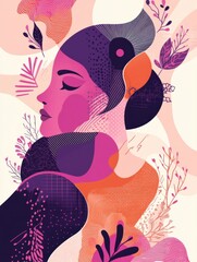 Poster - Bold campaign poster celebrates International Womens Day with an artistic illustration of a woman symbol. Generative AI