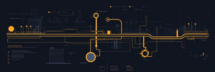 Leinwandbilder - Minimalist infographic depicting gas pipeline flow and infrastructure design in an industrial context. Generative AI