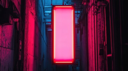 Wall Mural - A pink neon sign hangs in a concrete urban alleyway