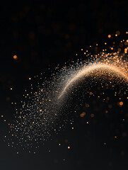 Wall Mural - Swirling Sparkle Trail: A captivating composition featuring a mesmerizing trail of sparkling particles, their golden glow creating a dynamic and elegant movement against a deep, dark backdrop.