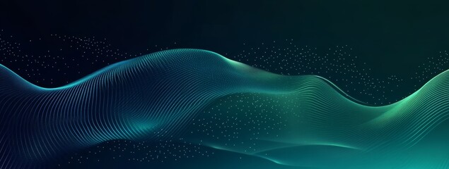 Teal wave digital flow, dark background, data points, website header