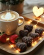 © Daeng1010 - Heart-shaped chocolates and coffee cozy kitchen food photography warm atmosphere close-up indulgent treats