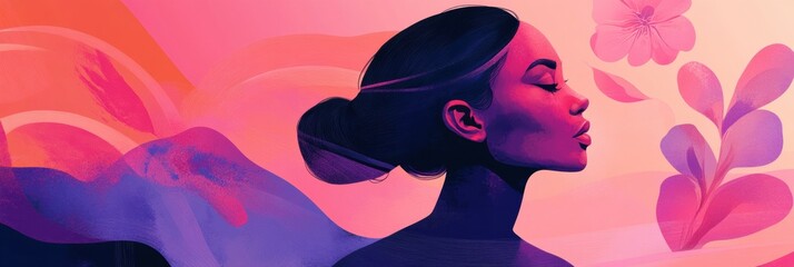 Poster - Bold international women’s day campaign poster features stylized woman symbol in modern artistic design. Generative AI