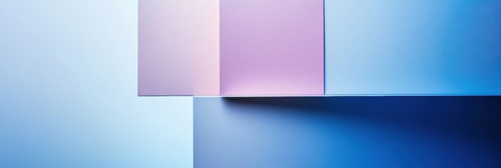 Poster - Soft pastel colored paper sheets arranged in geometric patterns with gentle shadows creating an artistic effect. Generative AI