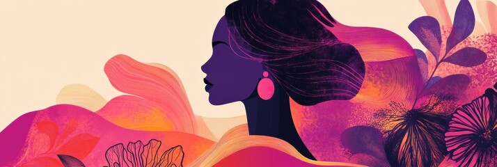 Poster - Celebrate strength and resilience with a bold International Womens Day campaign poster featuring artistic womans silhouette. Generative AI