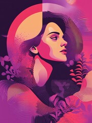 Wall Mural - Bold International Womens Day campaign poster with a stylized woman symbol in modern artistic illustration. Generative AI