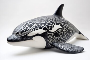 Poster - Orca Sculpture With Intricate Black And White Design