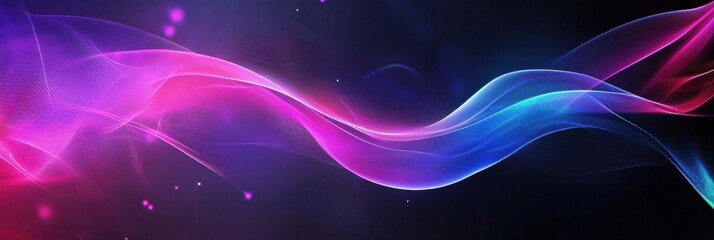 Fototapete - Vibrant abstract design showcasing colorful flowing patterns in purple, pink, and blue hues on a dark background. Generative AI