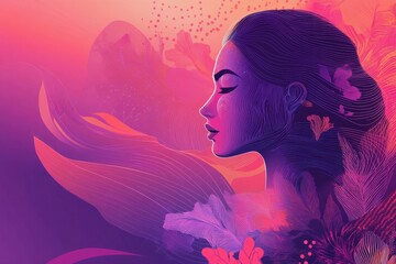 Poster - Bold international womens day campaign poster showcasing a stylized woman symbol in colorful artistic illustration. Generative AI