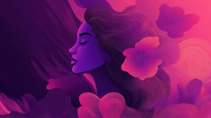 Poster - Bold International Womens Day campaign poster showcasing a modern artistic illustration of a stylized woman. Generative AI